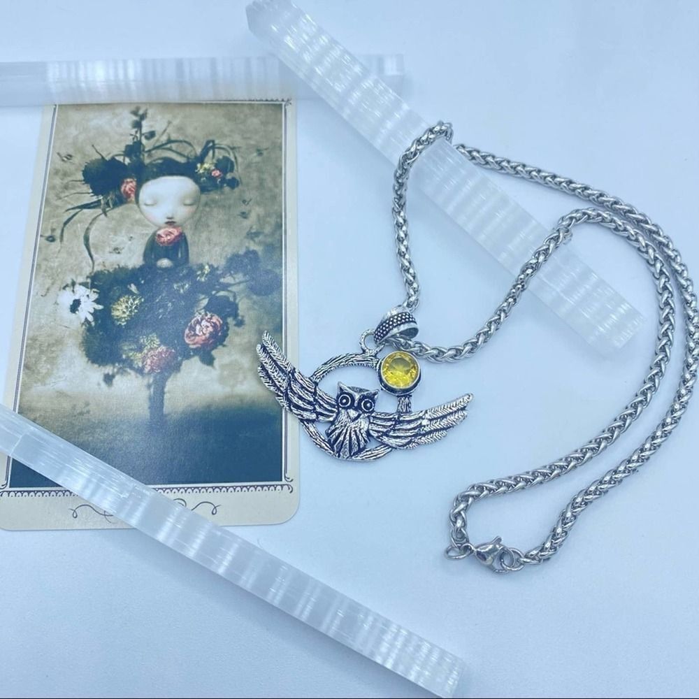 Citrine Owl Pendant Necklace